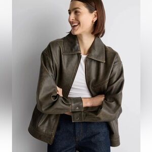 Quince Brown Leather Jacket for Women